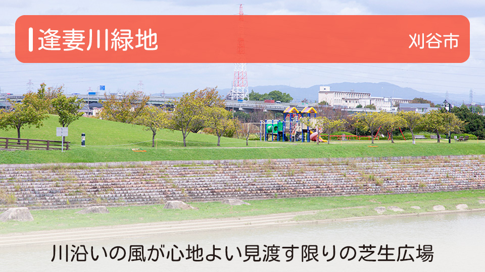 【逢妻川緑地】愛知県刈谷市の公園 川沿いの風が心地よい見渡す限りの芝生広場