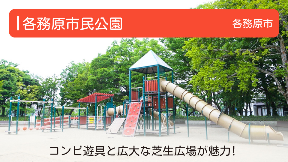 【各務原市民公園】岐阜県各務原市の公園 コンビ遊具と広大な芝生広場が魅力！